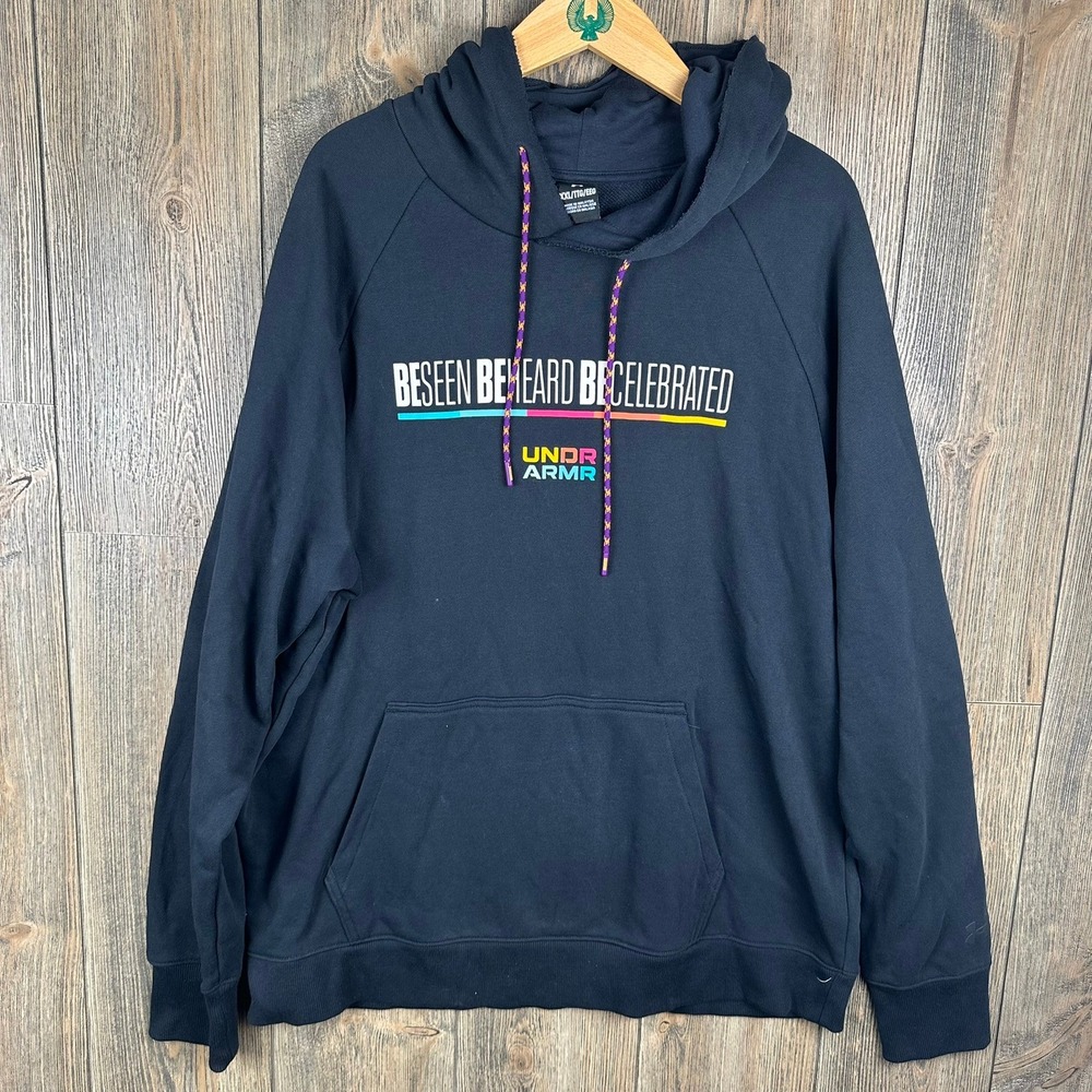 Under Armour UA Heavyweight Terry Black History Month Hoodie Mens Size XXL Black
